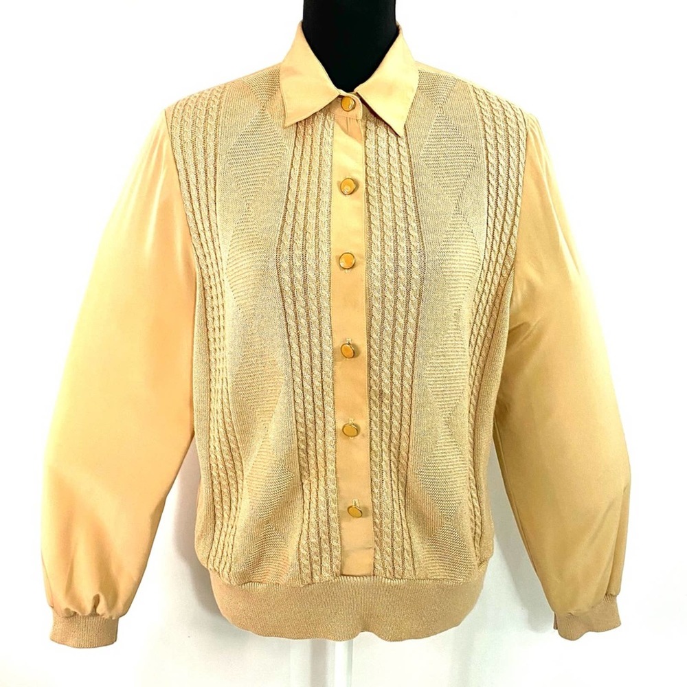 Philippe Marques Tan Pullover Button Front Sweater - image 2